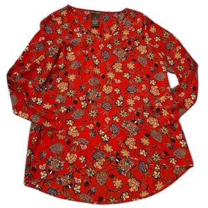 Red Floral Flowy Chelsea & Theodore Tunic Size 16